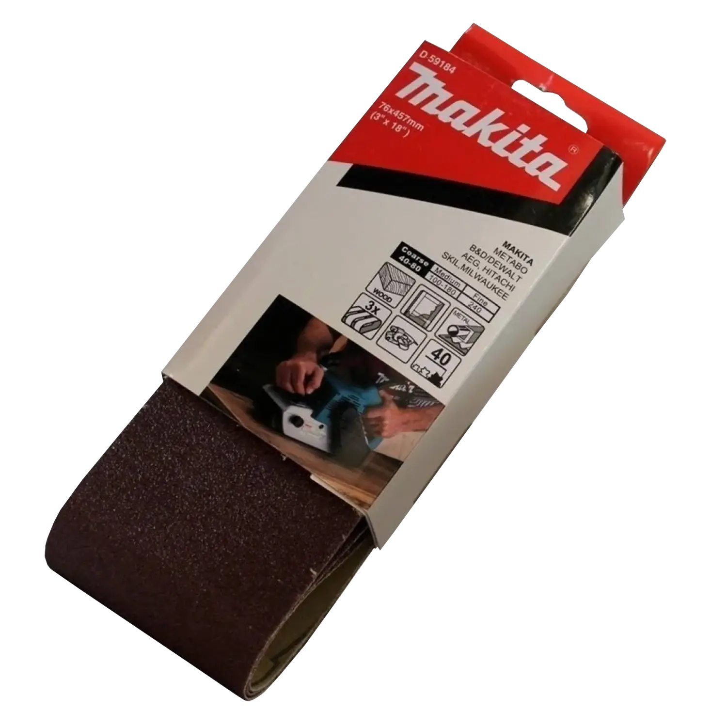 Lija De Banda 3 X 18″3Pzs Grano 40 P/Madera/Met,P/9910 – 9911