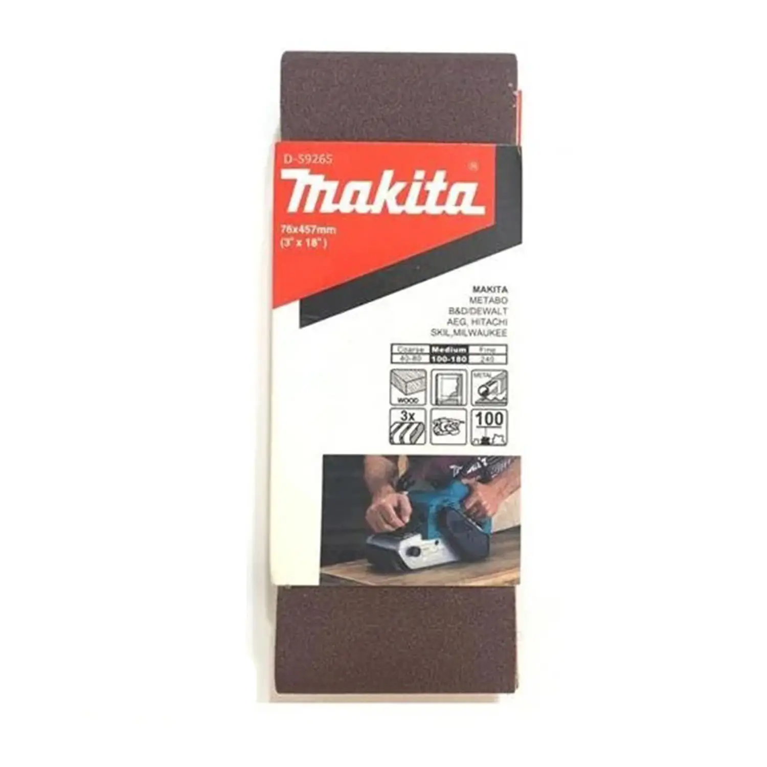 Lija De Banda 3 X 21″3Pzs Grano 40 P/Madera-Metalp/9901-9902