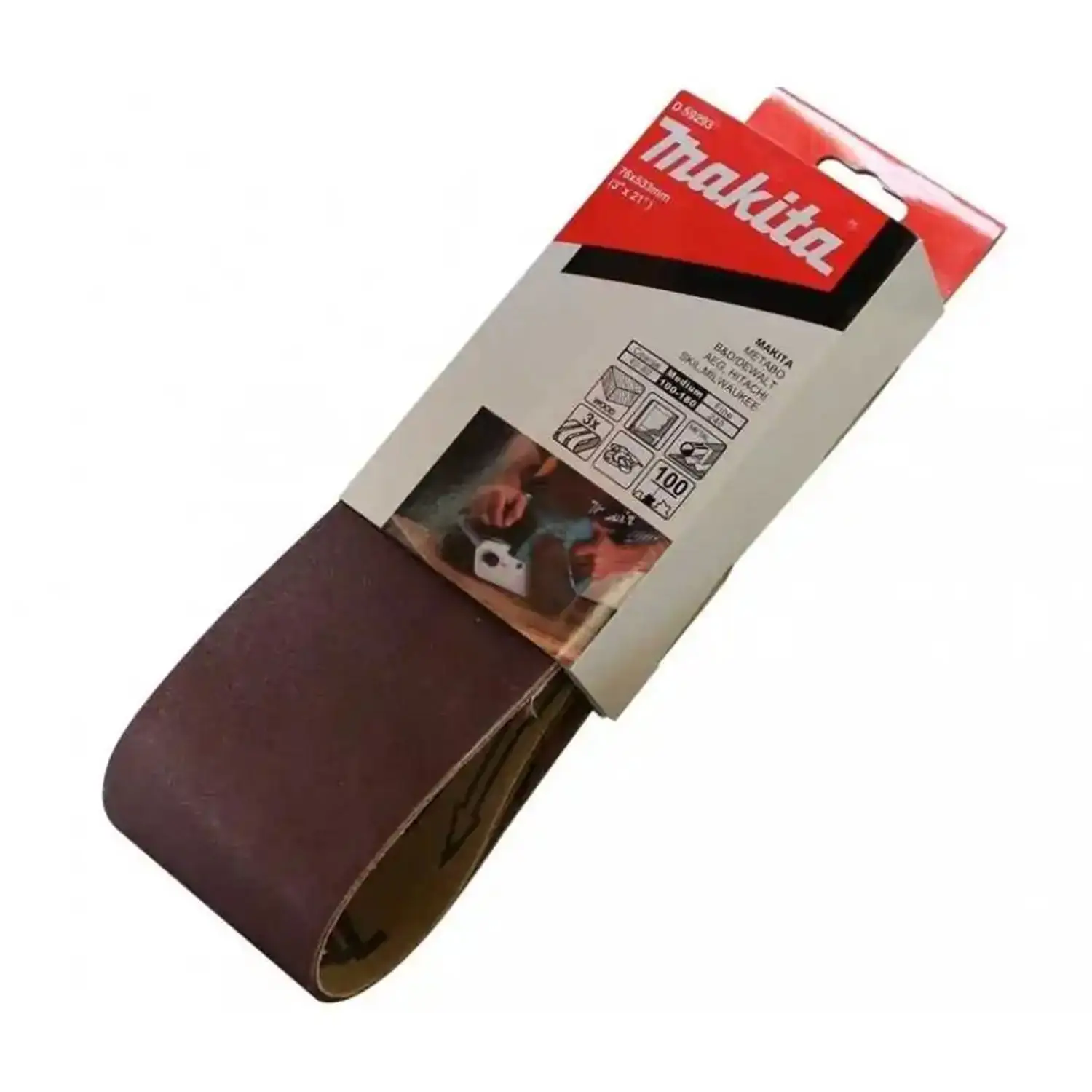 Lija De Banda 3 X 21″3Pzs Grano 100 P/Madera-Metalp/9901-9902