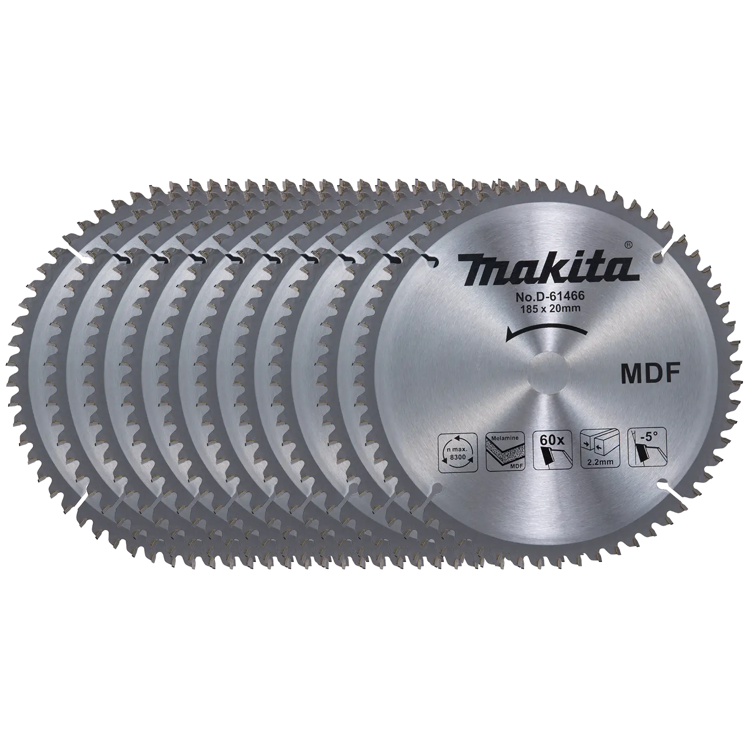 Disco 7-1/4″ X 60 Dientes Eje 20Mm. + Buje 5/8″- Madera Mdf X10 Pzs
