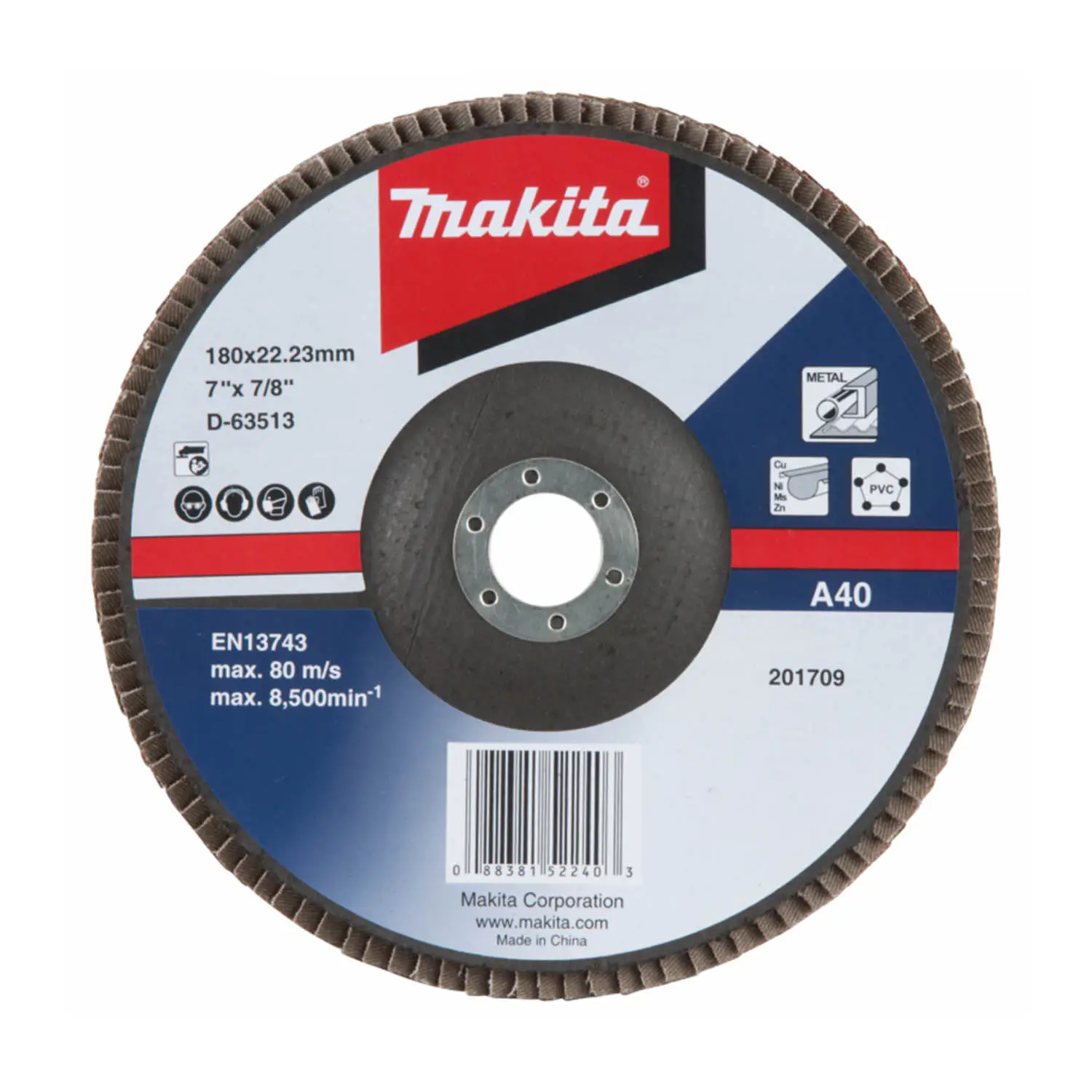 Disco Traslapado 180 X 22 Gr 40 – Metal -Angulo