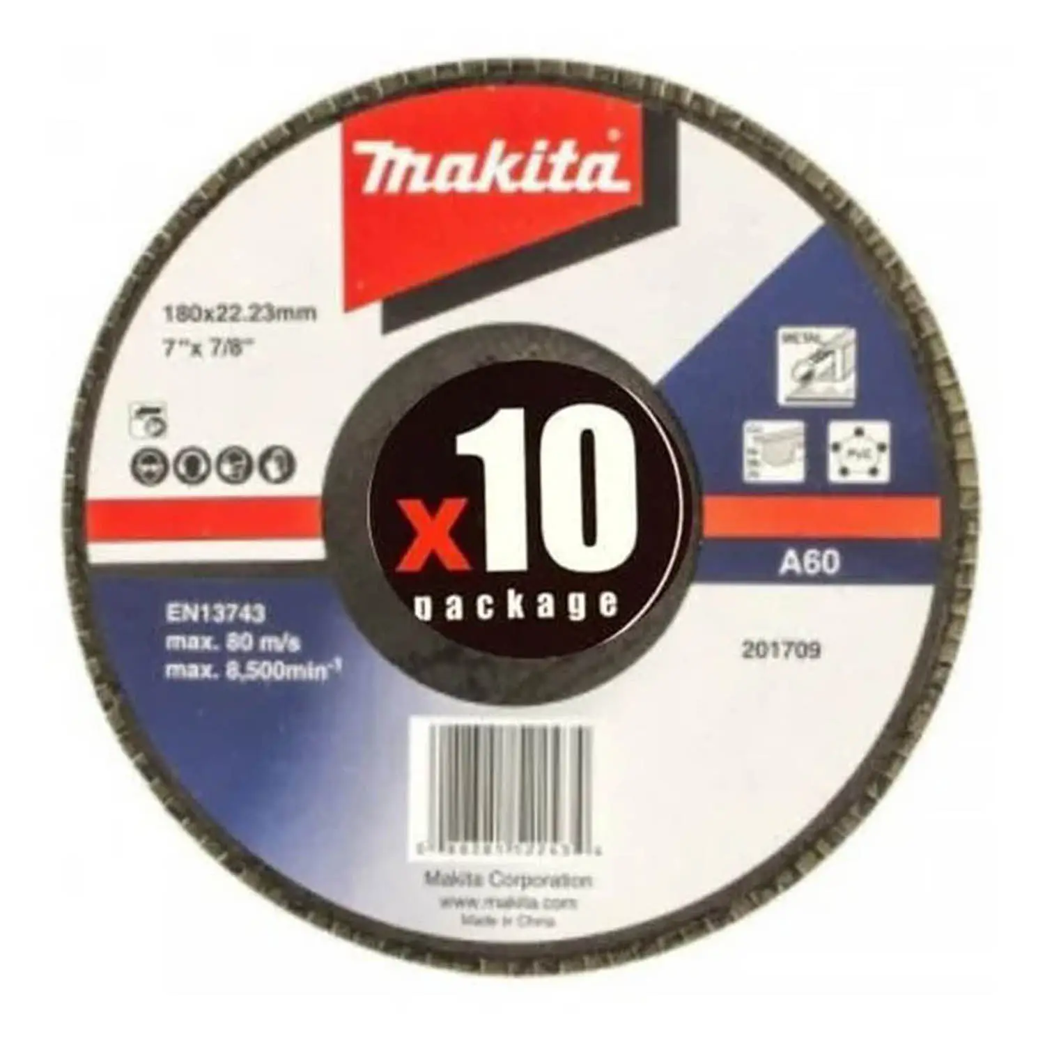 Disco Traslapado 180 X 22 Gr 60 – Metal -Angulo X10