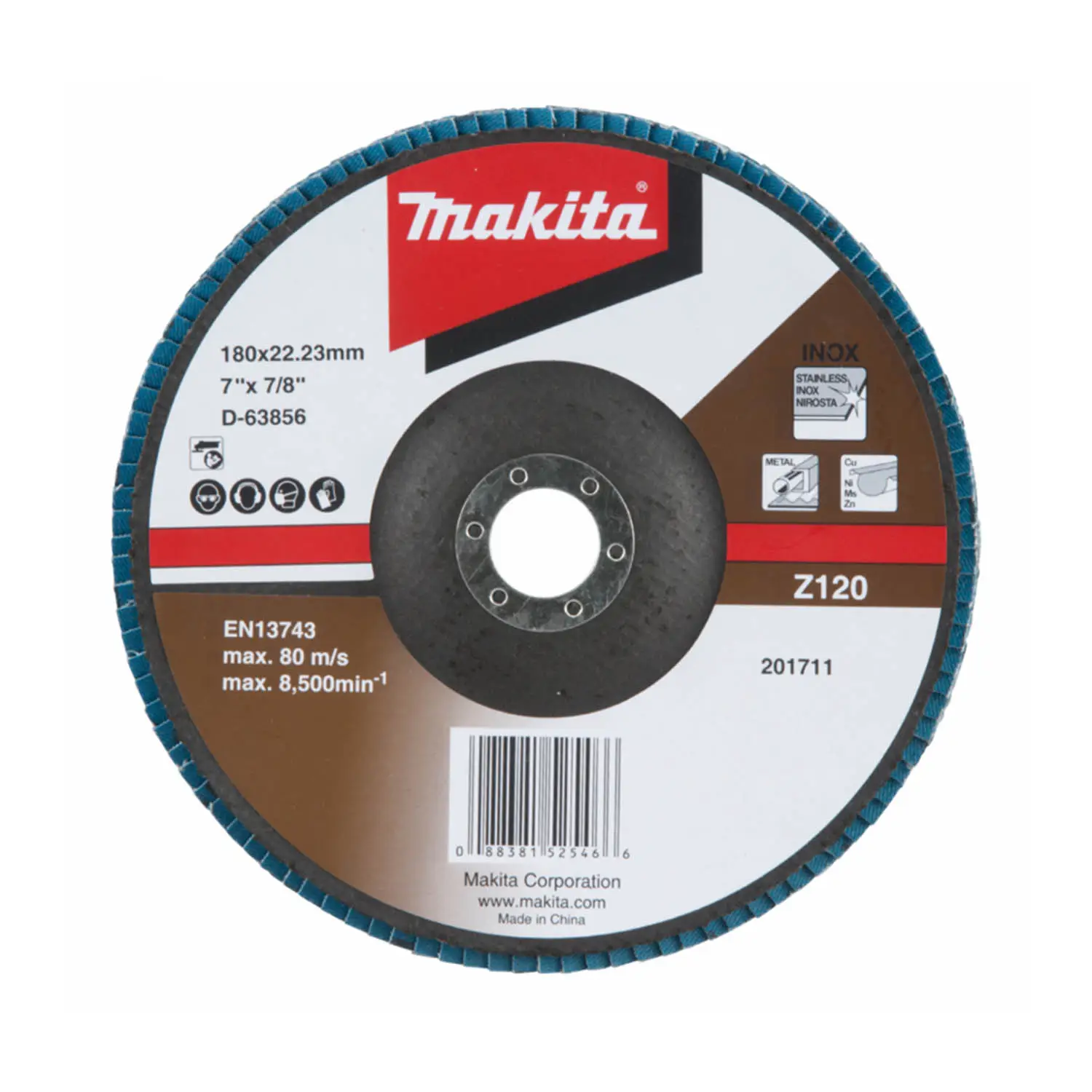 Disco Traslapado 180 X 22 Gr 120 – Zircon – Metal Y Acero Inox Angulo
