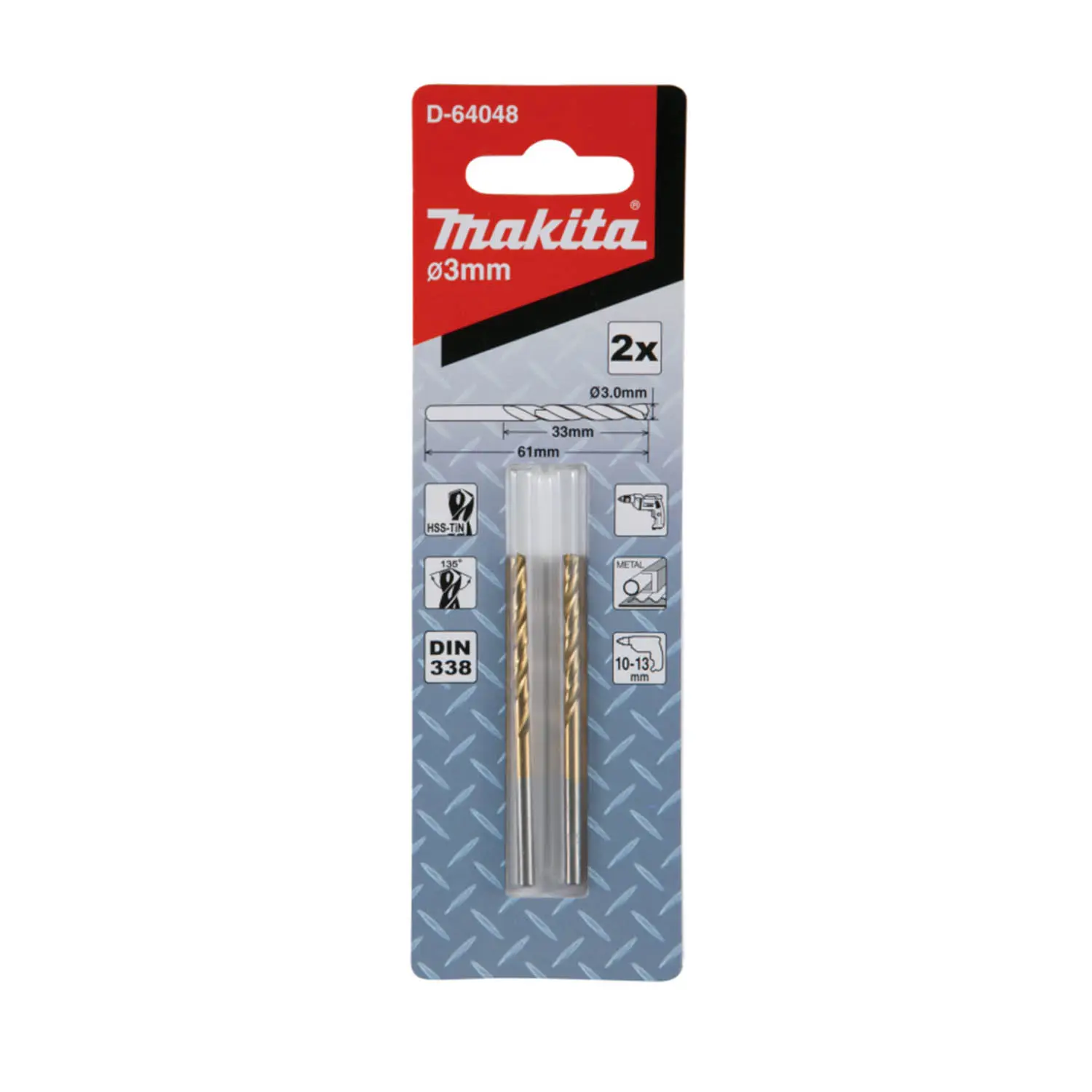 Broca Metal Hss-Tin 2Pcs.3×61(33)