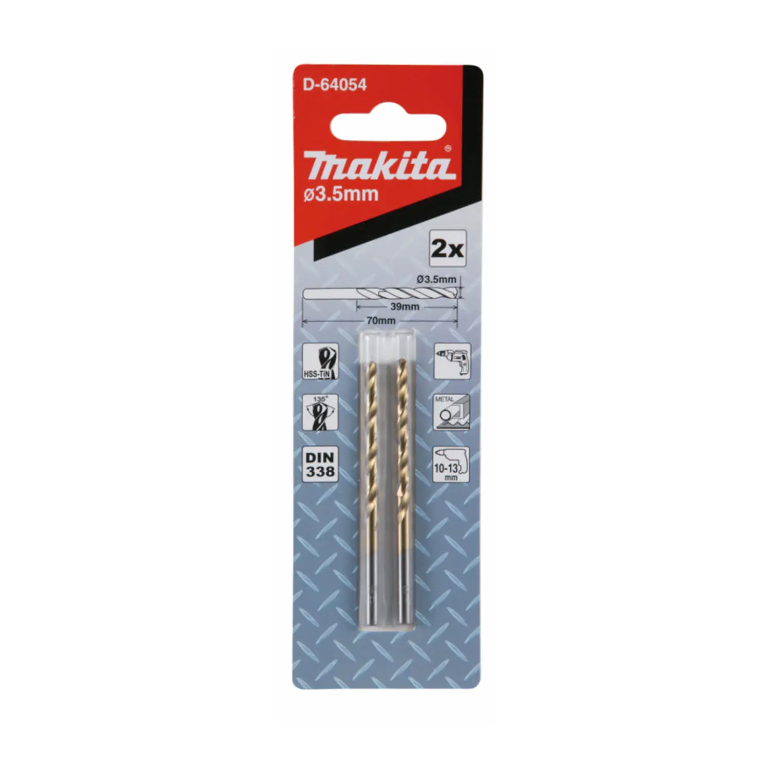 Broca Metal Hss-Tin 2Pcs.3,5×70(39)