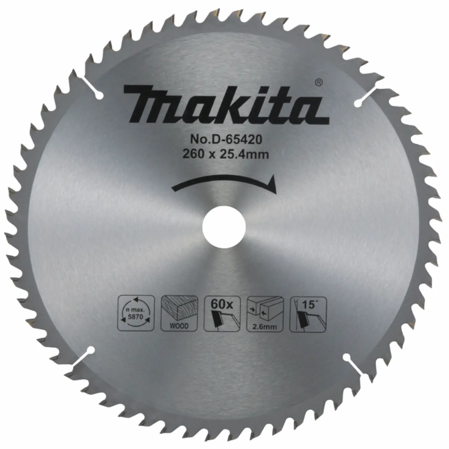 Disco De Sierra T.C.T., 260X25,4X60T (Madera)