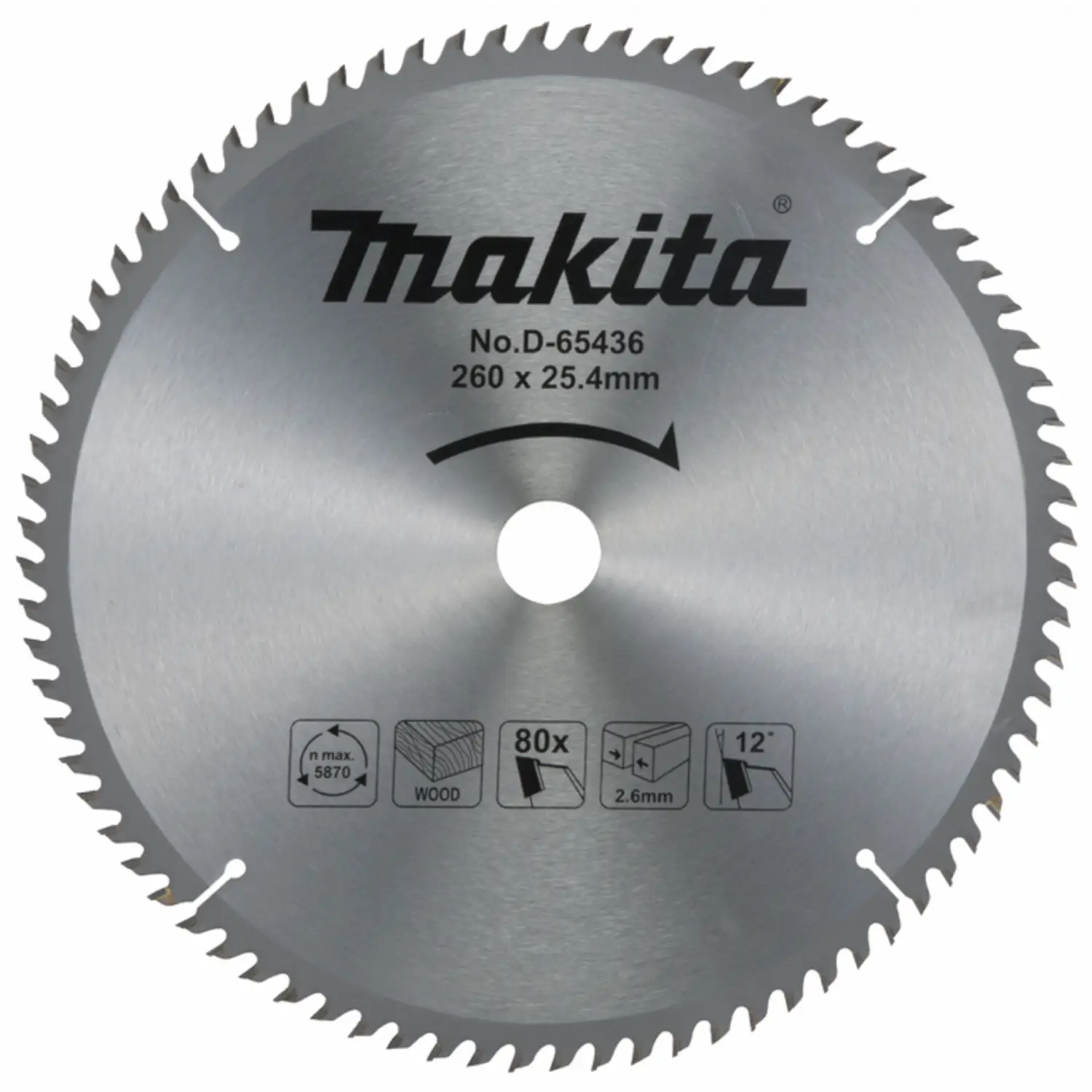 Disco De Sierra T.C.T., 260X25,4X80T (Madera)