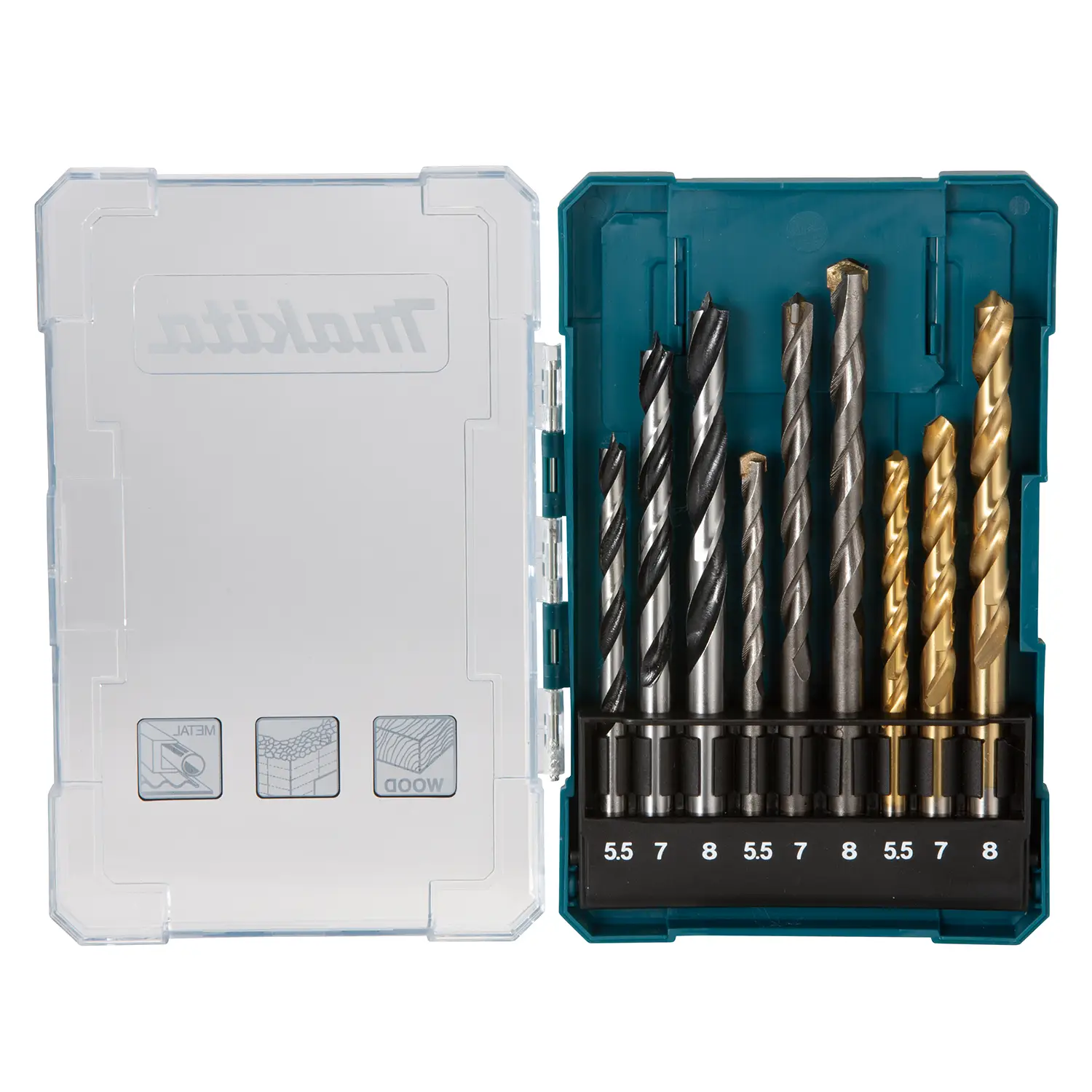 Set Brocas 9 Unid. Metal 5,5, 7,8- Madera 5,5, 7,8 – Concreto 5,5,7,8Mm.