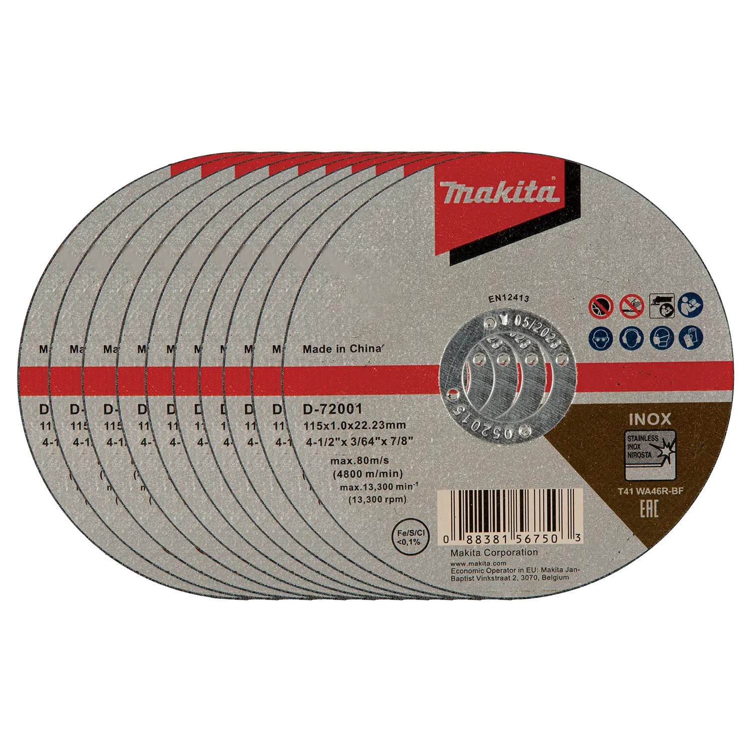 Disco Corte Acero Inox, 4-1/2″ (115 X 1,0 X 22,23) Wa46R 10Pzs Plast