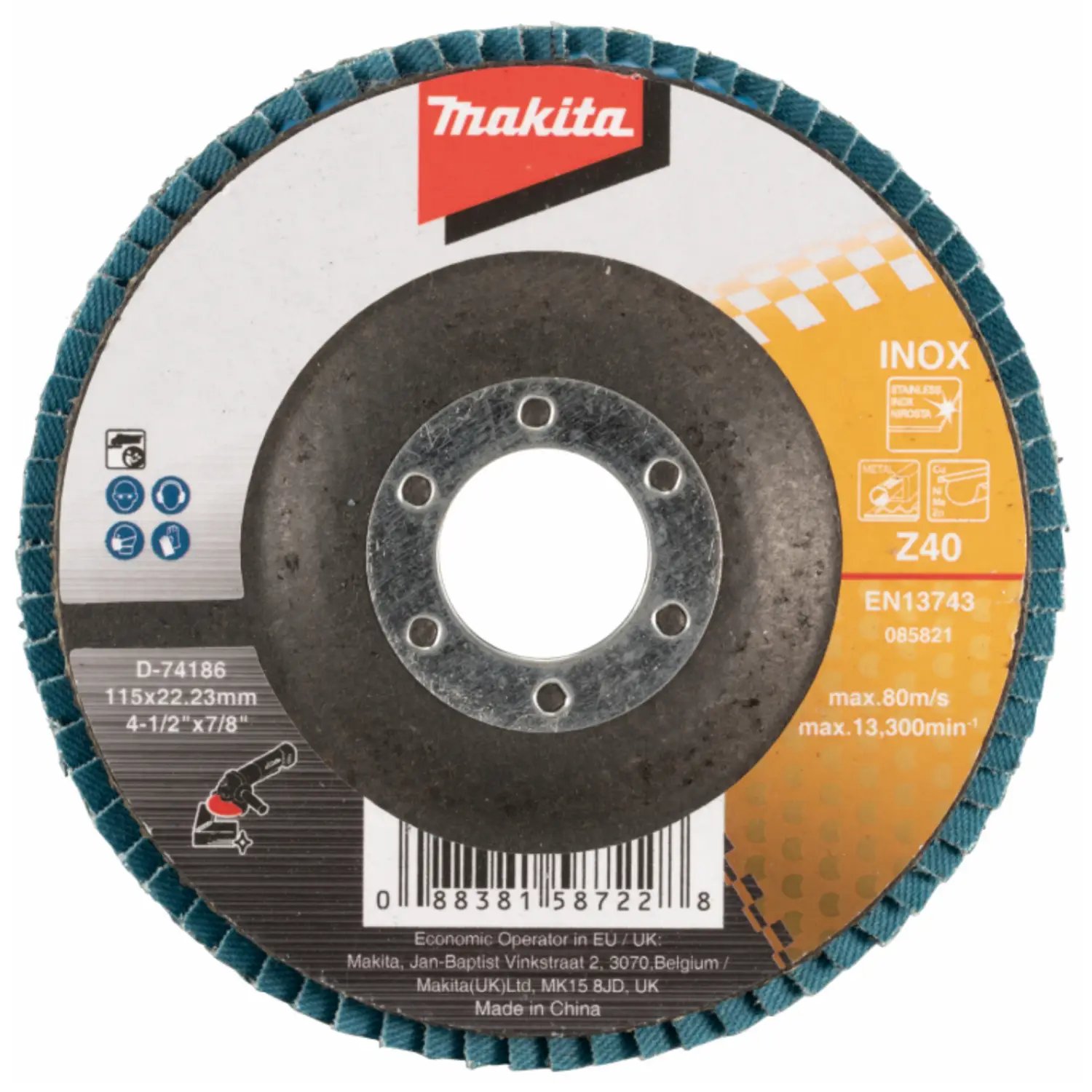 Disco Traslapado 115 X 22 Gr 40 – Zircon – Metal Y Acero Inox Tipo Plano