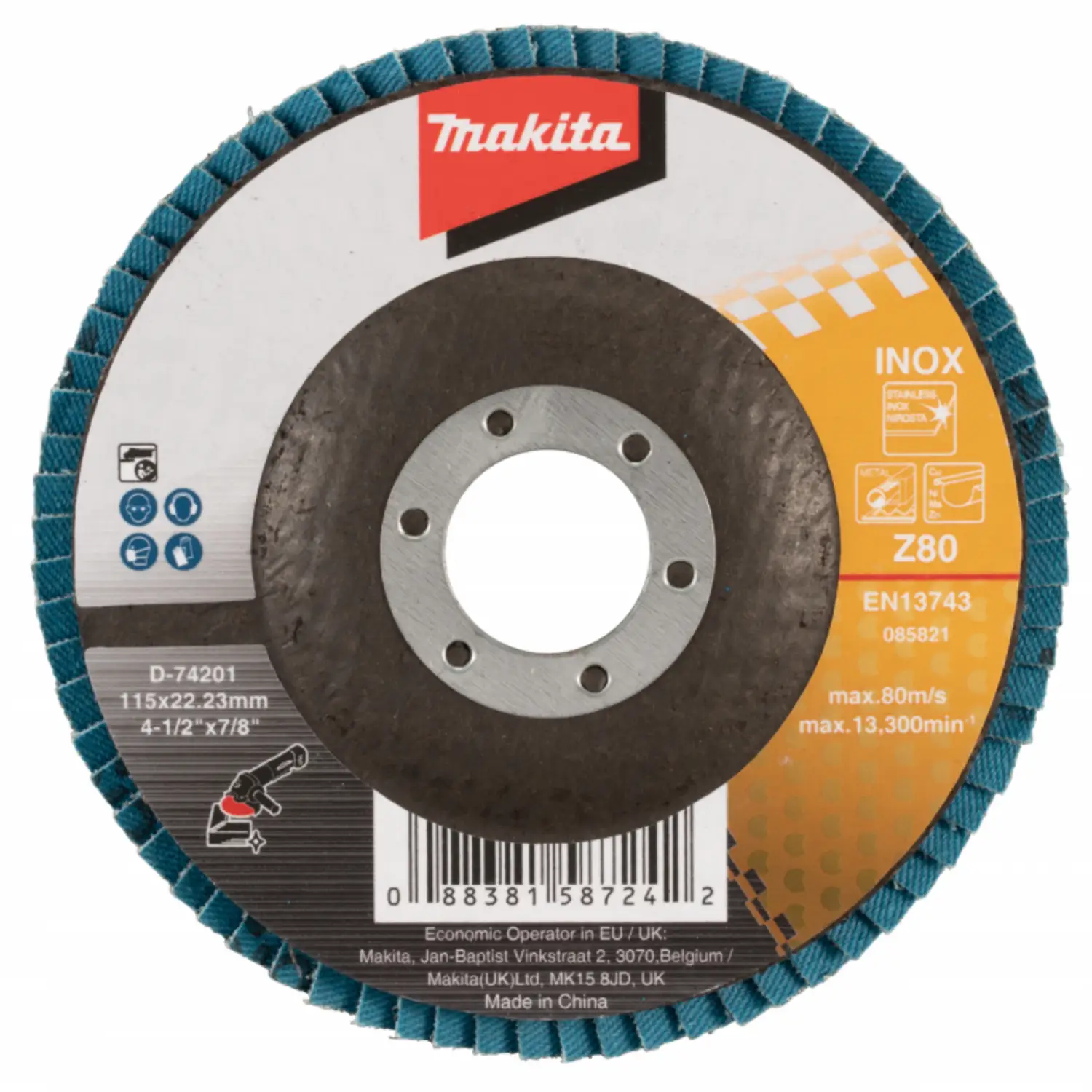 Disco Traslapado 115 X 22 Gr 80 – Zircon – Metal Y Acero Inox Tipo Plano