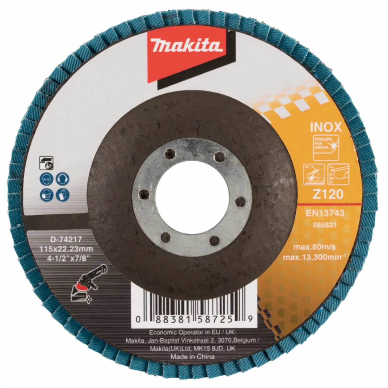 Disco Traslapado 115 X 22 Gr 120 – Zircon – Metal Y Acero Inox Tipo Plano