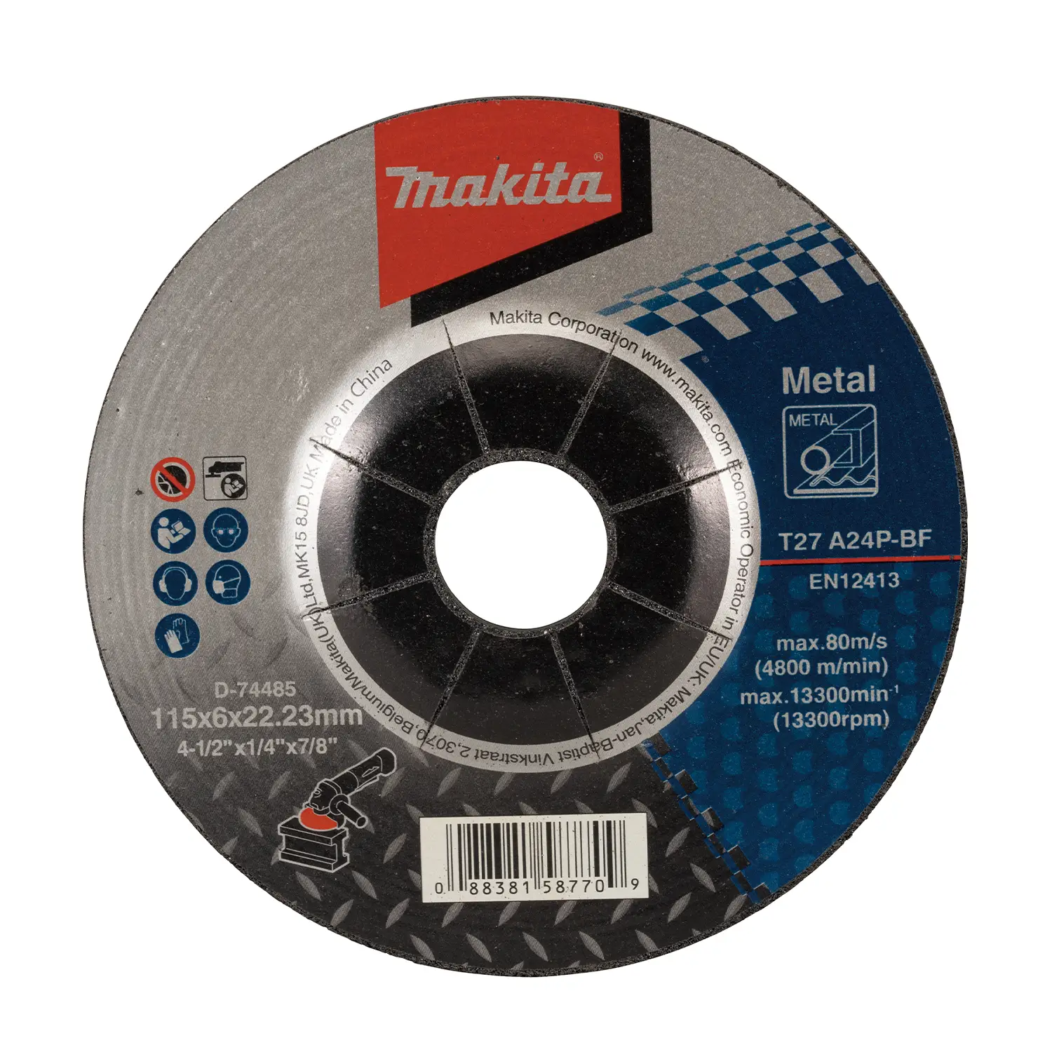 Disco Desbaste Metal 4-1/2 (115 X 6 X 22,23 Mm.) C,D, / A24P-Bf