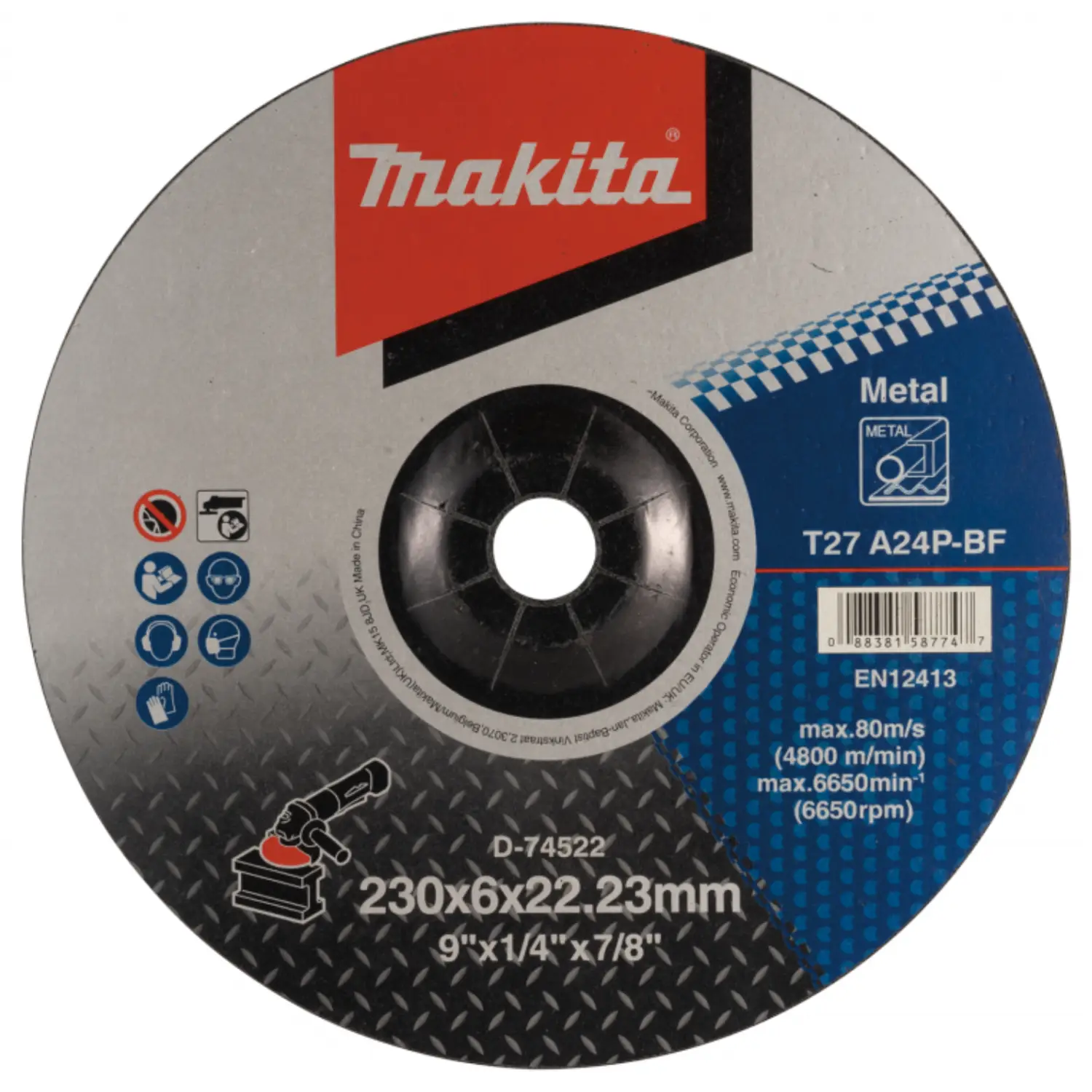 Disco Desbaste Metal 9″ (230 X 6 X 22,23 Mm.) C,D, / A24P-Bf