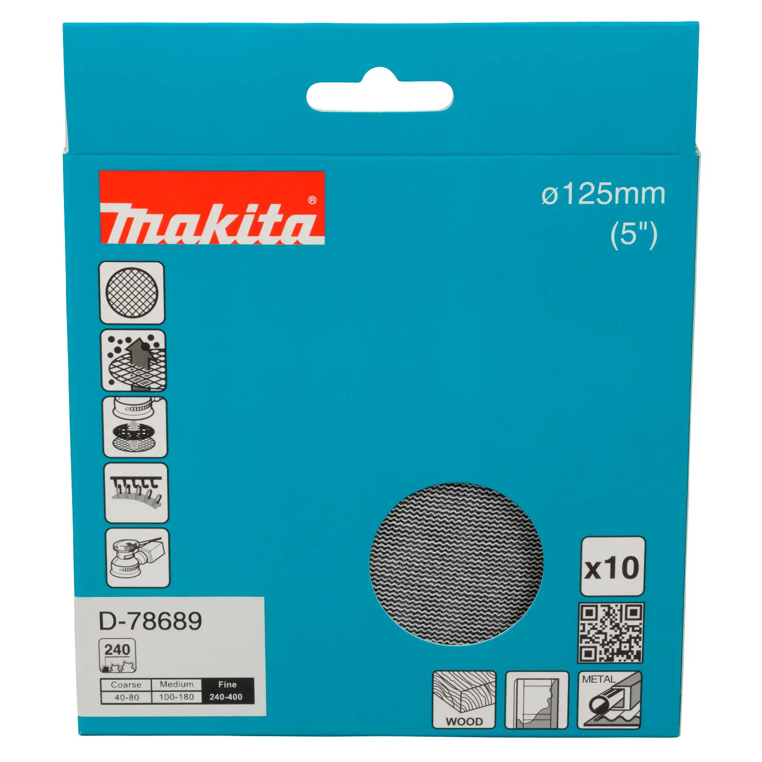 Lija Velcro Con Malla Abrasiva- D 125Mm. – Grano 240 – 10 Unid.
