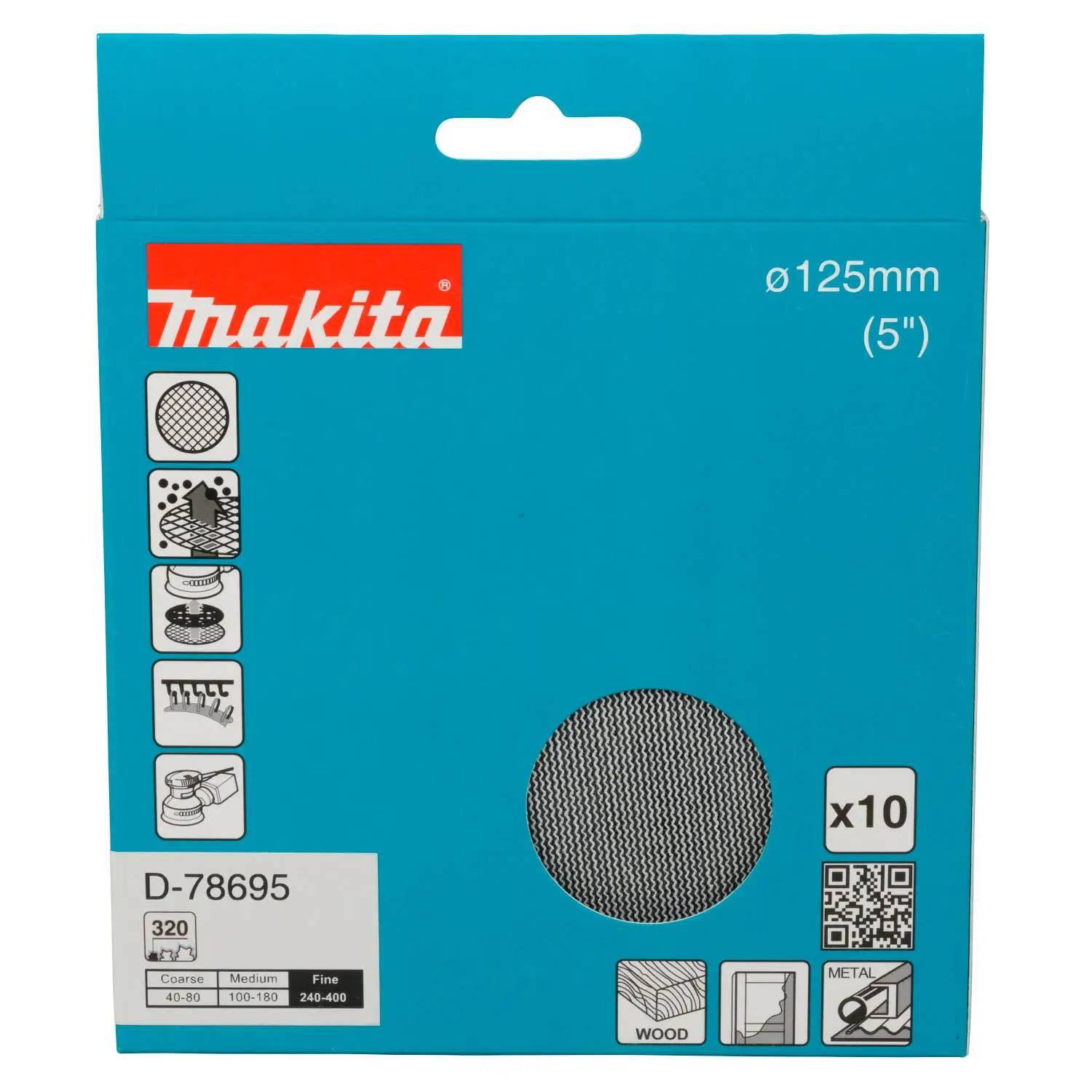 Lija Velcro Con Malla Abrasiva- D 125Mm. – Grano 320 – 10 Unid.