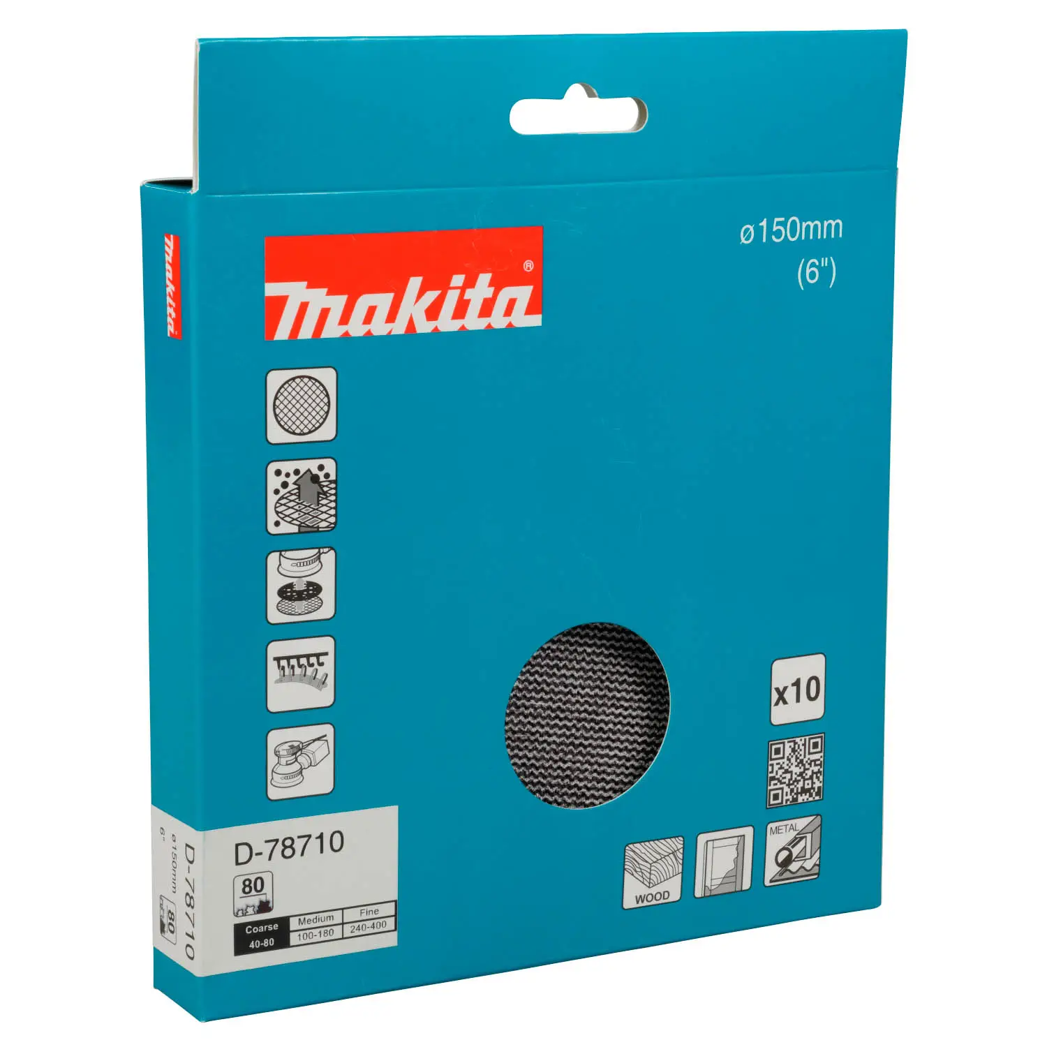 Lija Velcro Con Malla Abrasiva- D 150Mm.- Grano 80 – 10 Unid.