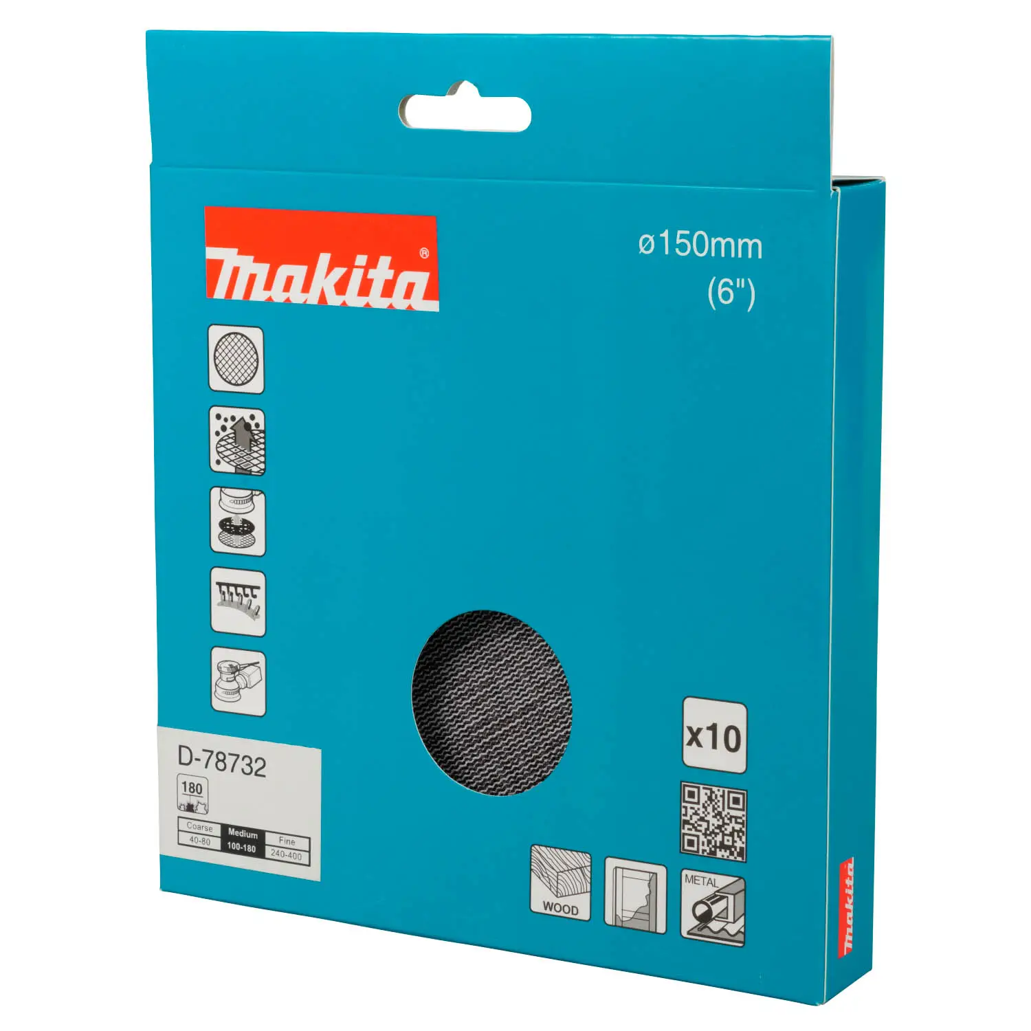 Lija Velcro Con Malla Abrasiva- D 150Mm.- Grano 180 – 10 Unid.
