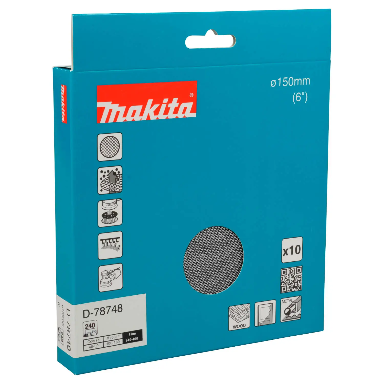 Lija Velcro Con Malla Abrasiva- D 150Mm.- Grano 240 – 10 Unid.