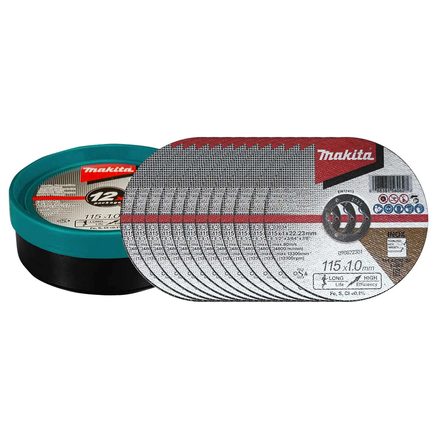 Disco Abrasivo 4-1/2″ Corte Acero Inox A60U (115 X 1,0 X 22,23 ) 12Pzs