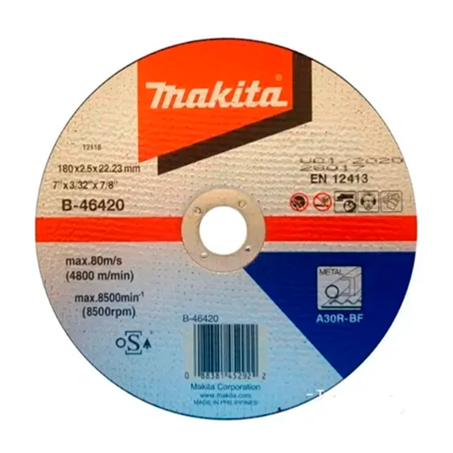 DISCO CORTE METAL 7″ (180 X 2.5 X 22.23 mm.) RECTO / A30R-BF
