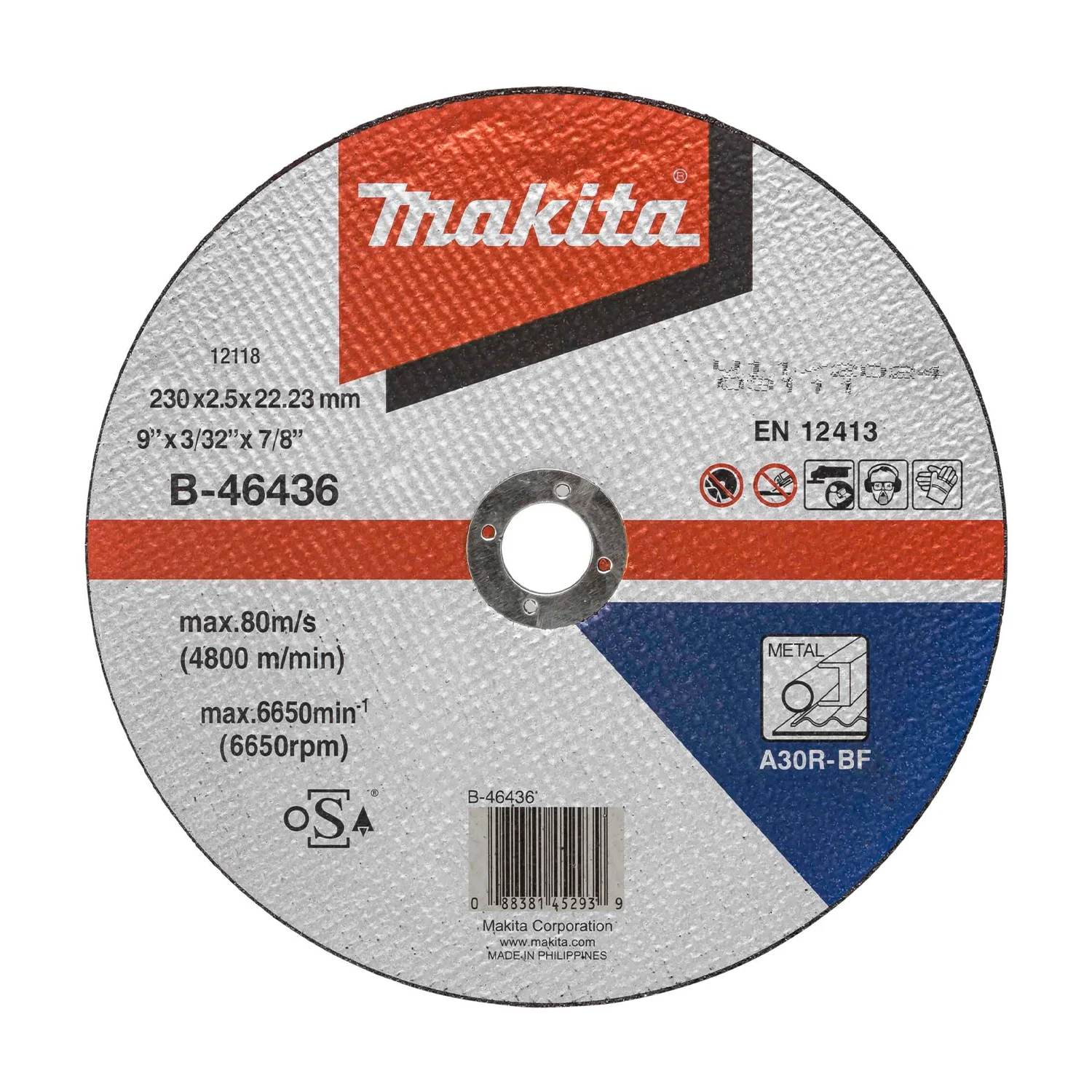DISCO CORTE METAL 9″ (230 X 2.5 X 22.23 mm.) RECTO / A30R-BF