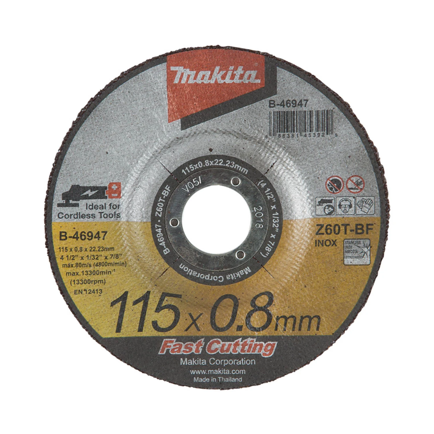 DISCO ABRASIVO 4-1/2″ACEROINOX. Z60T 115×0.8×22.23 CD