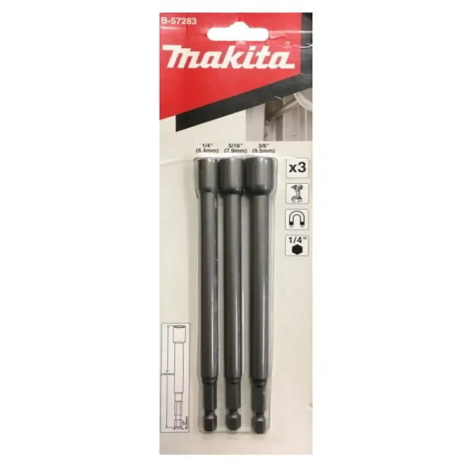 SET ADAPTADOR MAGNETICO 3Pcs (1/4. 5/16. 3/8×152) (MZ)