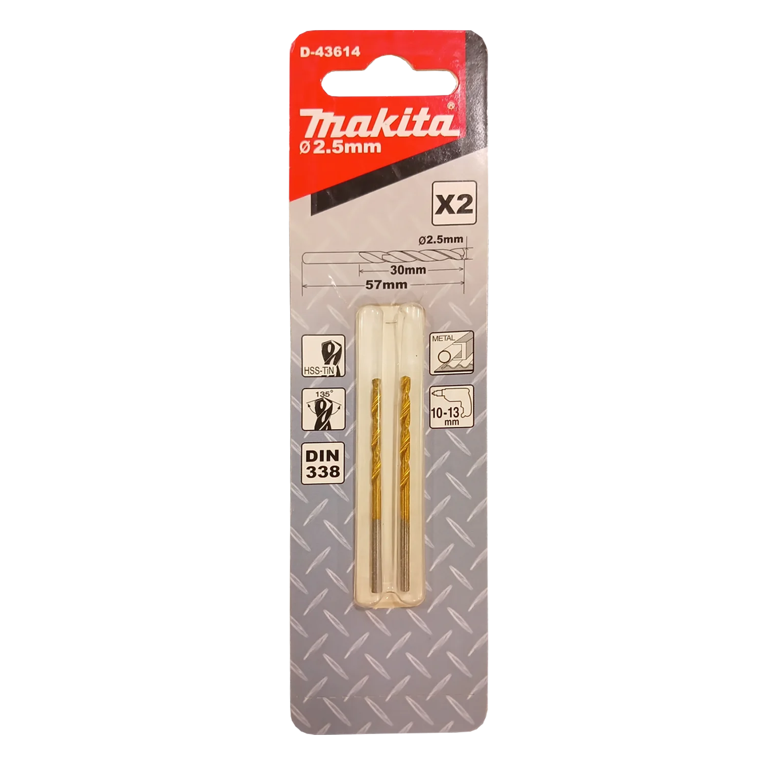 BROCA HSS-TiN METAL 2 PCS 2.5X57