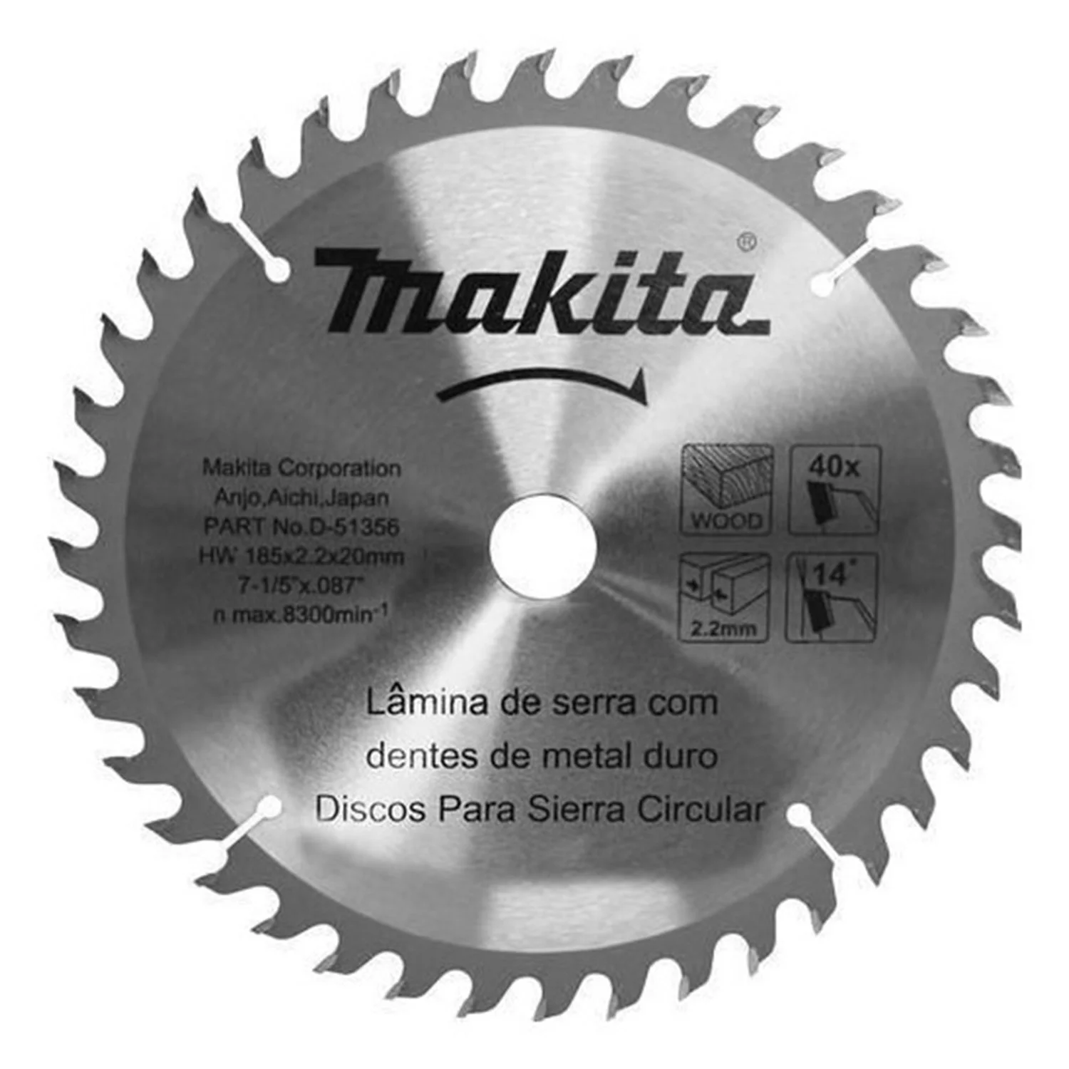 DISCO SIERRA 7-1/4″ X 40 DIENTESMADERA. EJE 20MM C/BUJE 5/8″