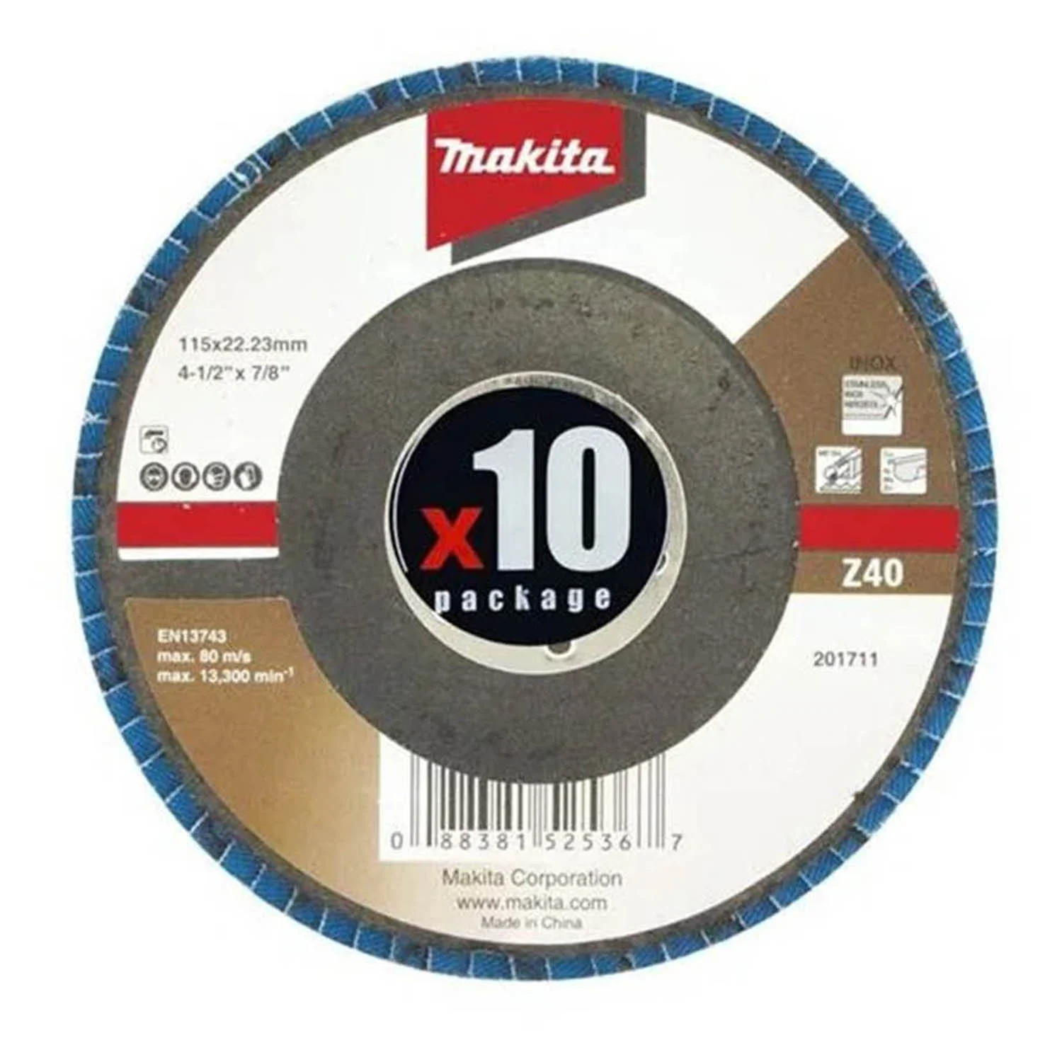 DISCO TRASLAPADO 115 X 22 Gr 40 – ZIRCON – METAL Y ACERO INOX Angulo x10
