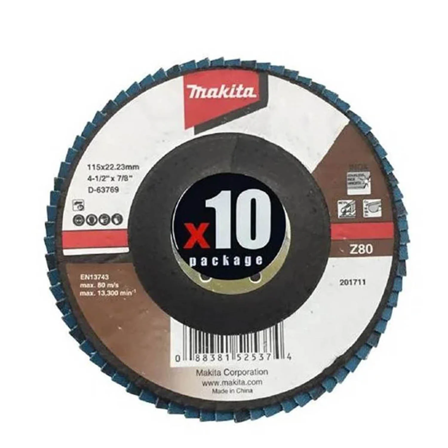 DISCO TRASLAPADO 115 X 22 Gr 80 – ZIRCON – METAL Y ACERO INOX Angulo x10