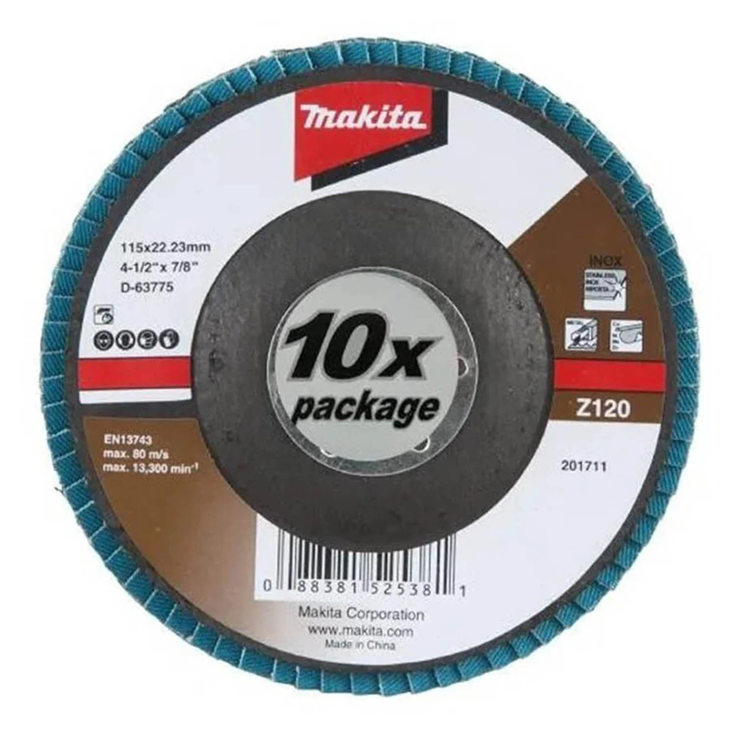 DISCO TRASLAPADO 115 X 22 Gr 120 – ZIRCON – METAL Y ACERO INOX Angulo x10
