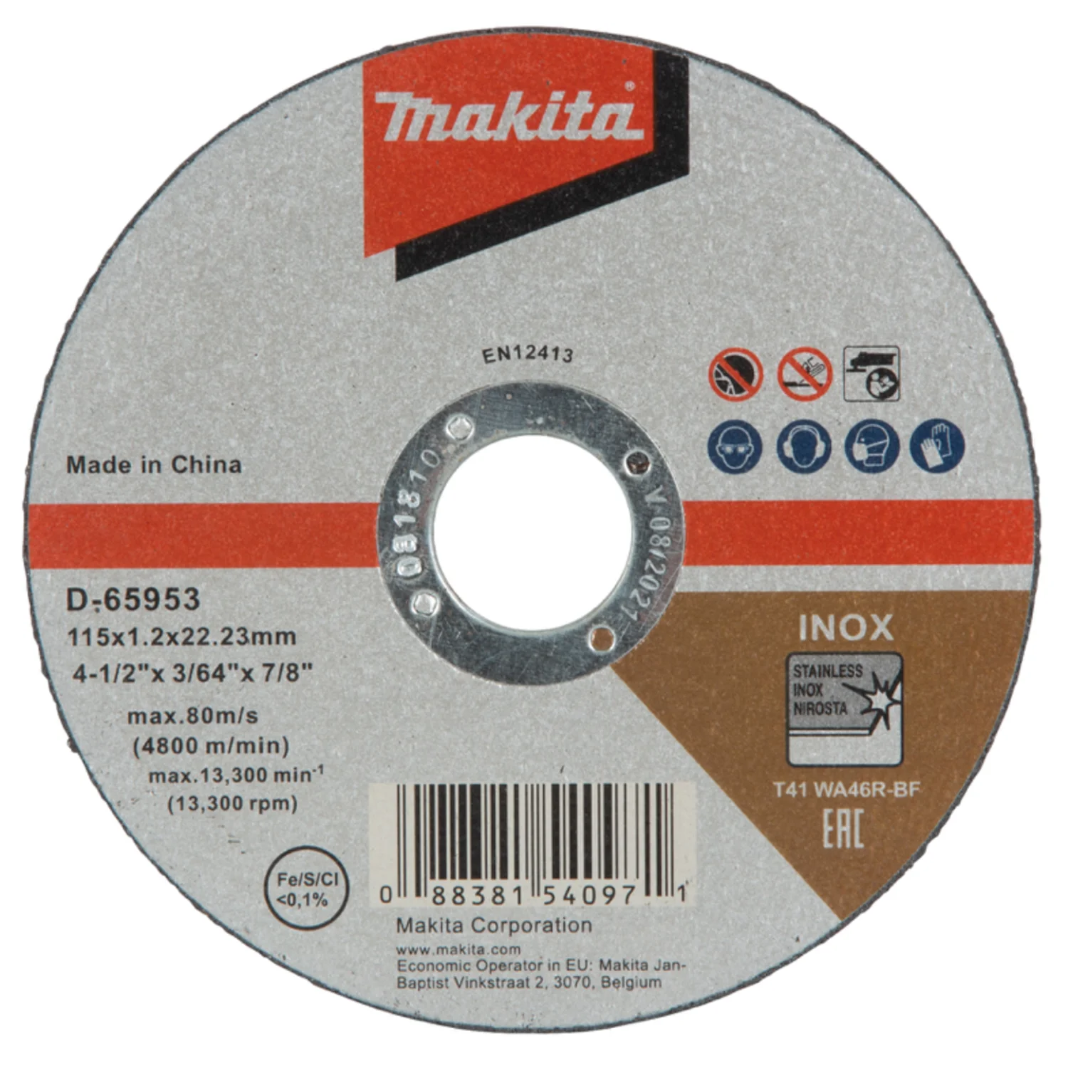 DISCO CORTE 115×1.2×22.23 AC INOX WA46R 10PZS Plast