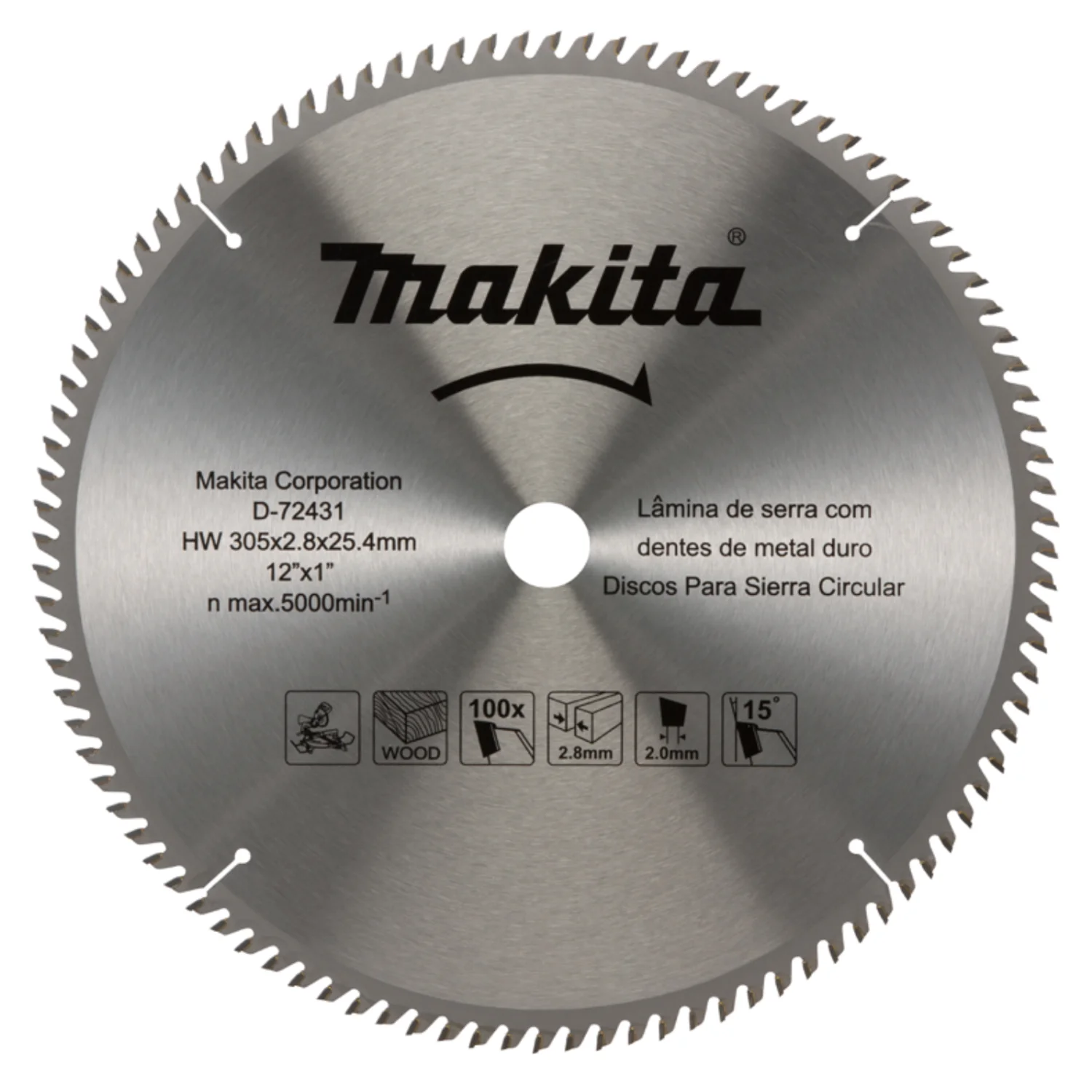 HOJA DE SIERRA T.C.T. P/MADERA 12″ 305×25.4×100T